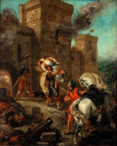 Rebecca violentata da un Cavaliere Templare durante il sacco del Castello Frondeboeuf da Ferdinand Victor Eugene Delacroix