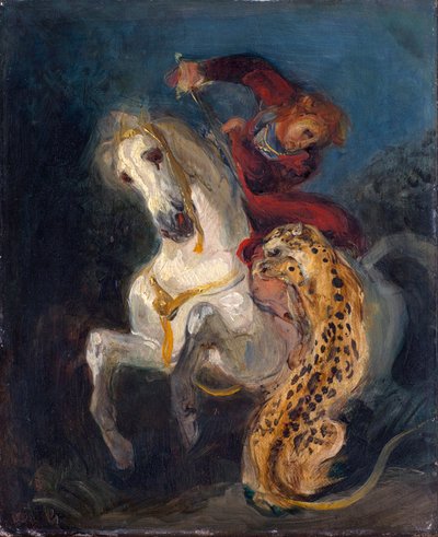 Cavaliere attaccato da un giaguaro da Ferdinand Victor Eugene Delacroix
