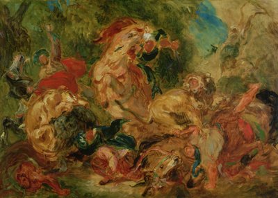 Studio per La caccia al leone, 1854 da Ferdinand Victor Eugene Delacroix