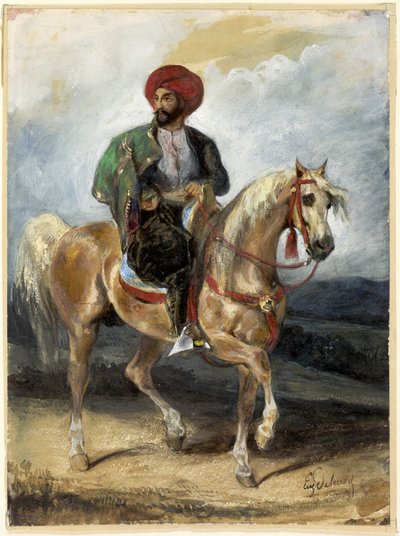 Il cavaliere turco, 1834 circa (gouache e acquerello su carta) da Ferdinand Victor Eugene Delacroix
