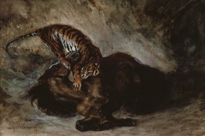 Tigre che attacca un cavallo da Ferdinand Victor Eugene Delacroix