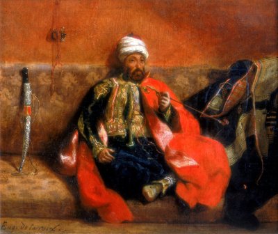 Turco seduto che fuma su un divano, XIX secolo da Ferdinand Victor Eugene Delacroix