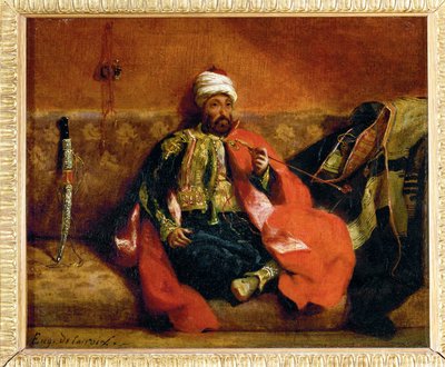 Turco fumante, assiso su un divano - Turco, fumante su un divano ... da Ferdinand Victor Eugene Delacroix