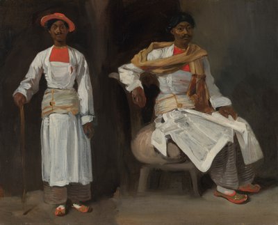 Due studi di un indiano di Calcutta, seduto e in piedi, 1823-1824 circa (olio su tela) da Ferdinand Victor Eugene Delacroix