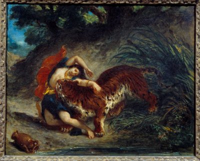 Giovane donna rapita da una tigre o indiano morso da una tigre. Dipinto di Eugene Delacroix da Ferdinand Victor Eugene Delacroix