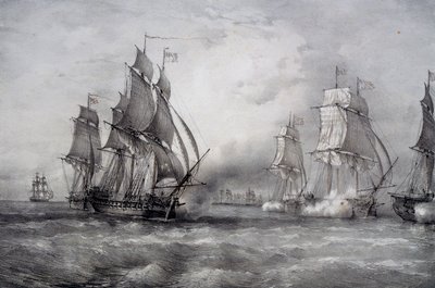 Paul Jones che attacca la flotta britannica comandata da Pearson e proveniente dal Mar Baltico da Ferdinand Victor Perrot
