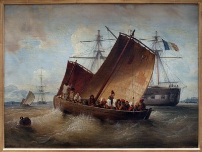 La barca di Plougastel. Dipinto di Ferdinand Perrot (1808-1841). da Ferdinand Victor Perrot