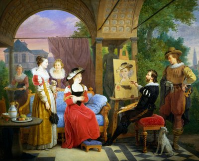 Rubens mentre dipinge il cappello di paglia nel suo studio da Ferdinand de Braekeleer