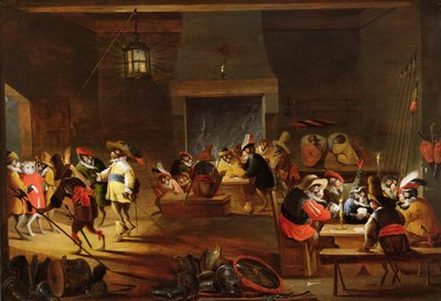 Scimmie in una taverna da Ferdinand van Kessel