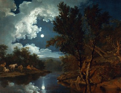 Paesaggio fluviale al chiaro di luna da Ferdinand von Kobell