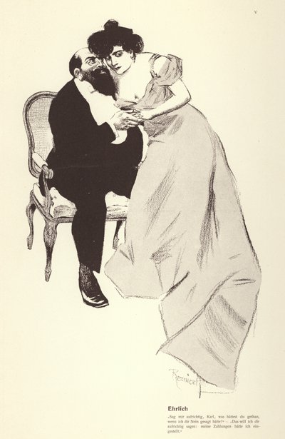 Uomo con la sua amante (litografia) da Ferdinand von Reznicek