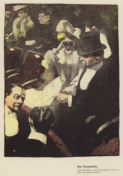 Donna che guarda attraverso un paio di occhiali da teatro da Ferdinand von Reznicek