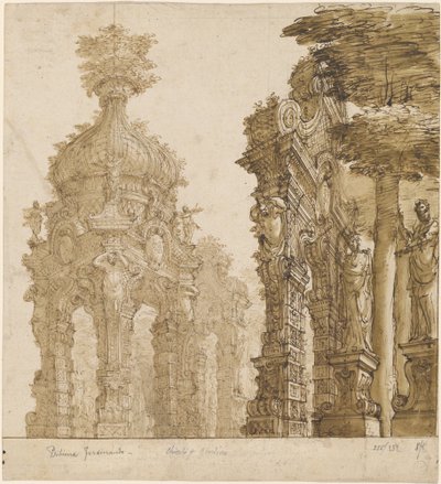 Progetto scenico di padiglioni da giardino da Ferdinando Galli Bibiena