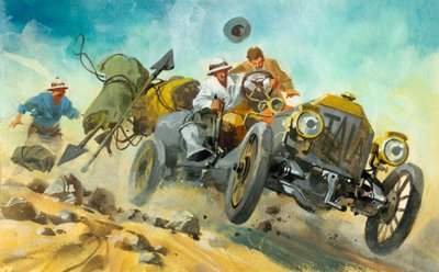 Gara automobilistica delle diecimila miglia (gouache su carta) da Ferdinando Tacconi