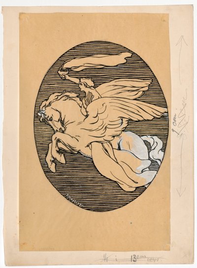 Muse auf Pegasus, Emblem des Theaters "Lutnia" in Wilna da Ferdynand Ruszczyc