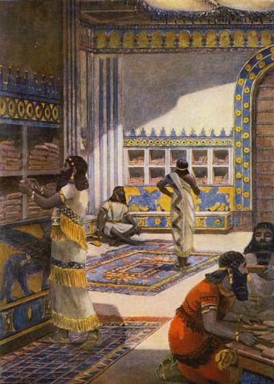 La famosa biblioteca del re Ashur-bani-pal a Ninive da Fernand Le Quesne