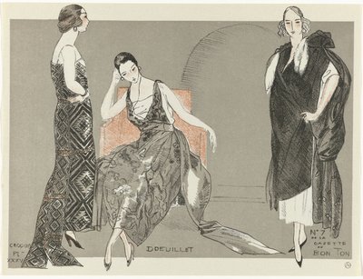 Gazette du Bon Ton, 1920 - No. 7, Croquis Pl. XXXV: Doeuillet da Fernand Siméon