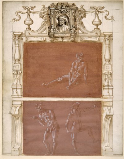 Un uomo nudo seduto e due nudi maschili da Filippino Lippi