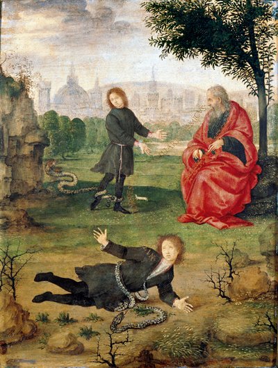 Allegoria della famiglia Medici con iscrizione al centro "Nessuna ferita è peggiore di un nemico in famiglia" da Filippino Lippi