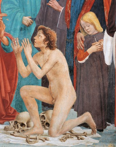 Figlio di Teofilo, dettaglio da La resurrezione del figlio di Teofilo, di Tommaso Masaccio, affresco da Filippino Lippi
