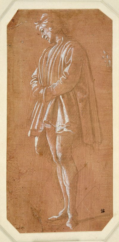 Studio di un giovane uomo in piedi con le mani incrociate nelle maniche da Filippino Lippi