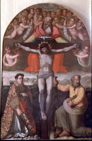 Trinità con SS. Stefano e Filippo, pannello centrale di un altare (tempera su tavola) da Filippino Lippi
