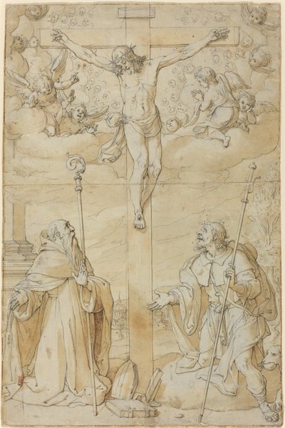 La crocifissione con i santi Rocco e Agostino da Filippo Bellini