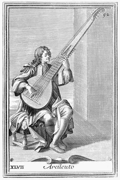 Arciliuto, tavola XLVII da Gabinetto Armonica, 1722 da Filippo Bonanni