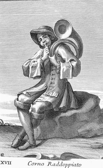 Corno Raddoppiato, tavola XVII da Gabinetto Armonica, 1722 da Filippo Bonanni