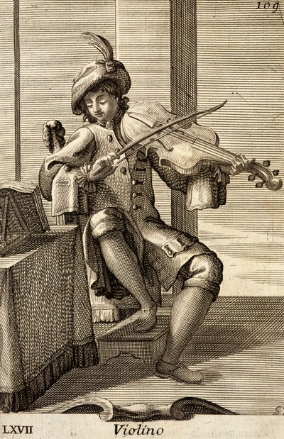 Uomo che suona il violino da Filippo Bonanni