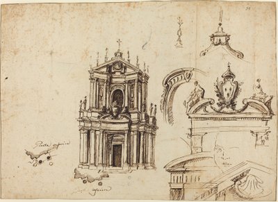 Studi per la facciata di Santa Cristina (recto) da Filippo Juvarra