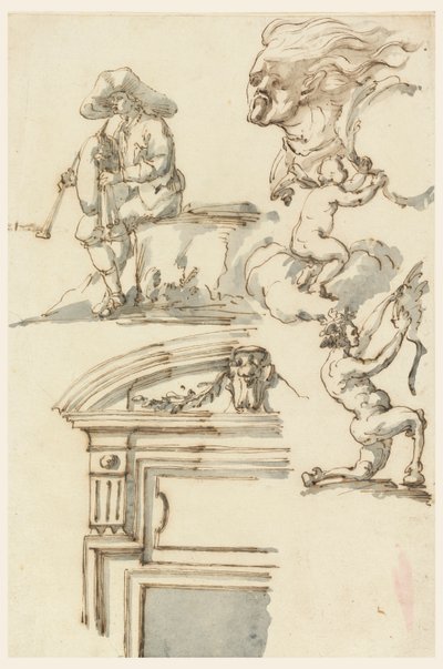 Studi di cornici di porte e figure da Filippo Marchionni