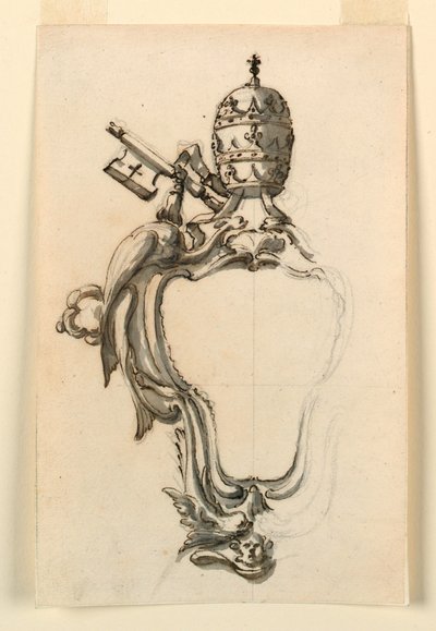 Disegno, uno scudo papale, 1740-70 da Filippo Marchionni
