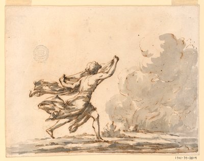 Disegno, Un giovane che corre verso il fuoco, metà del XVIII secolo da Filippo Marchionni