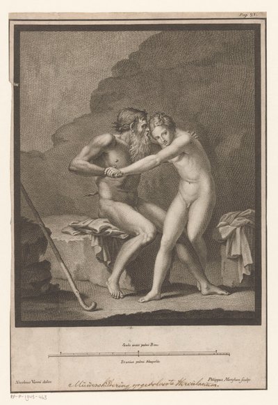 Fauno nudo assale un giovane o una ninfa nuda da Filippo Morghen