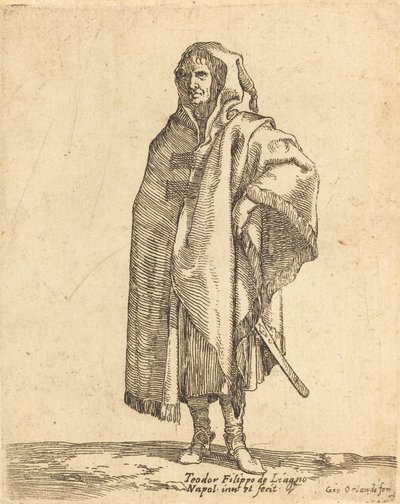 Soldato in piedi con un lungo mantello da Filippo Napoletano
