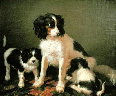 Un cane da caccia con due cuccioli da Filippo Palizzi