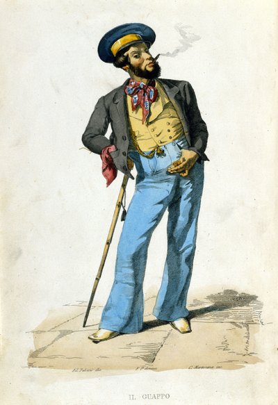 Il guappo di F. Palizzi da "Costumi del regno di Napoli" di De Bourcard da Filippo Palizzi