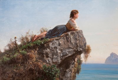 La ragazza sulla roccia a Sorrento da Filippo Palizzi