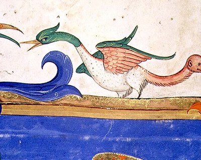 Missale 515 f.72v Uccello fantastico con coda a faccia di scimmia, dettaglio da un libro corale eseguito prima del 1449 (dettaglio) da Filippo di Matteo Torelli