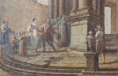 Scena di genere, olio su legno, (dettaglio) da Filippo or Juvara Juvarra