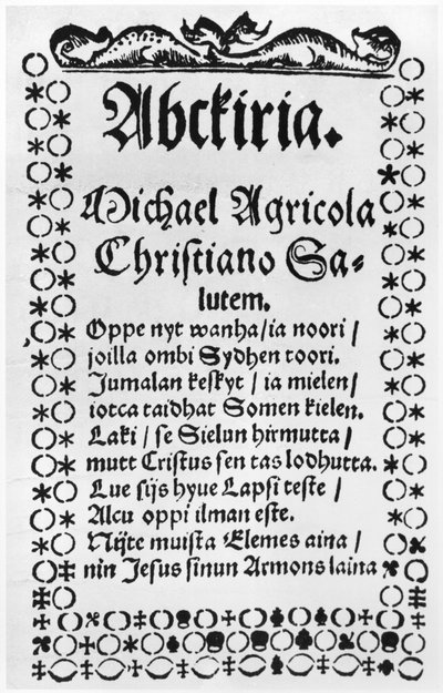 Abbecedario di Mikael Agricola (1508-57) (stampa) da Finnish School