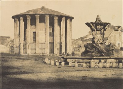 Tempio di Vesta e fontana, Piazza Bocca della Verità, ca. 1855 da Firmin Eugène Le Dien.