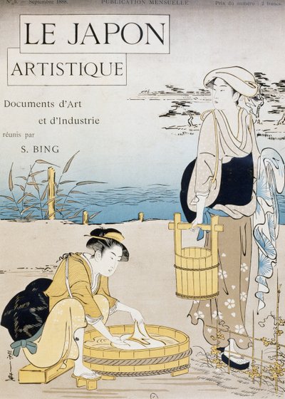 Donne che lavano nel fiume, copertina di Firmin Gillot, Le Japon Artistique, documenti d