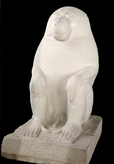 Babbuino, Medio Regno, possibilmente VII dinastia (pietra calcarea) da First Intermediate Period Egyptian
