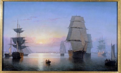 Porto di Boston al tramonto nel 1850 da Fitz Henry Lane