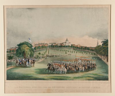I Lancieri Nazionali con gli Ufficiali di Revisione sul Boston Common da Fitz Henry Lane