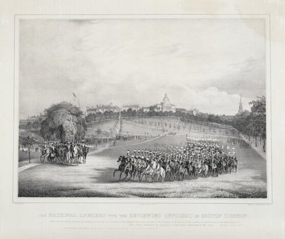 I Lancieri Nazionali con gli Ufficiali di Revisione sul Boston Common da Fitz Henry Lane