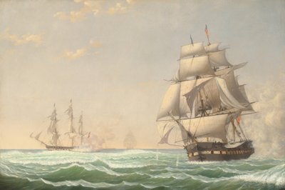 La Fregata degli Stati Uniti "President" che Ingaggia lo Squadrone Britannico, 1815 da Fitz Henry Lane