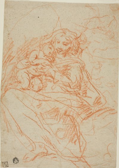 Vergine e Bambino (recto); Parte di Schizzo di Pala d